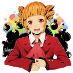  azya bad_id beelzebub blonde_hair drill_hair fang highres open_mouth red_eyes short_hair smile solo stakes_of_purgatory umineko_no_naku_koro_ni 