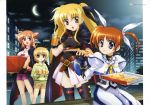  arf blonde_hair blue_eyes breasts brown_hair cape cleavage cleavage_cutout cleaveage_cutout crescent_moon eating fang fate_testarossa fingerless_gloves food glass gloves hair_ribbon highres long_hair lyrical_nanoha mahou_shoujo_lyrical_nanoha mahou_shoujo_lyrical_nanoha_the_movie_1st moon official_art open_mouth pizza pizza_hut product_placement purple_eyes red_eyes red_hair redhead ribbon short_hair short_twintails skirt smile takamachi_nanoha thigh-highs thighhighs twintails violet_eyes wallpaper yuuno_scrya 