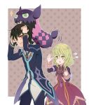  black_hair blonde_hair bow brown_eyes coat doll dress elise_lutas elise_lutus frills green_eyes jewelry jude_mathis ma_na_roo necklace pants pendant ribbon short_hair surprised tales_of_(series) tales_of_xillia tears tipo_(xillia) tippo wink 