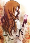  cellphone cofi_(eternal) eternal from_behind glasses kiryuu_moeka long_hair phone red_eyes solo steins;gate 