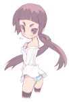  ass blade_(artist) blade_(lovewn) blush eyebrows hime_eyebrows kamiki_izumo panties purple_hair short_eyebrows solo sweat thigh-highs thighhighs twintails underwear 