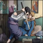  couple kunoichi-san naruto sword terumi_mei uchiha_sasuke weapon 