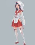  detached_sleeves original sandals school_uniform solo thigh-highs thighhighs traditional_clothes weno zettai_ryouiki 