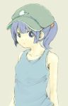  alternate_hairstyle bad_id blue_eyes blue_hair bust hat kawashiro_nitori ponytail shiru_(qtb) sketch solo tank_top touhou 