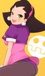  black_hair earrings green_eyes hairband jewelry pantyhose rockman rockman_dash saijou_hirokazu smile tron_bonne 