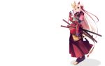  armor brown_eyes dragonmaterial katana long_hair pink_hair sengoku_hime sword weapon white 
