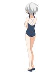  1girl bad_id darker_than_black from_behind peko pepepe school_swimsuit simple_background solo swimsuit yin 