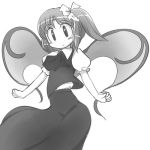  bow daiyousei hair_bow lowres monochrome short_hair side_ponytail solo sotto touhou wings 
