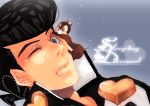  1boy black_hair blue_eyes chip_&#039;n_dale_rescue_rangers chip_(disney) crossover disney gakuran jojo_no_kimyou_na_bouken pompadour saliva school_uniform sleeping u-min 