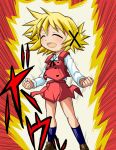  are_you_talking_about_kuririn blonde_hair dragon_ball dragon_ball_z dragonball_z hidamari_sketch jijiani parody powering_up school_uniform shijiani solo super_saiyan yuno 