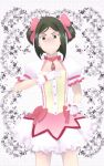  black_hair blush bow choker cosplay creator_connection fate/stay_night fate/zero fate_(series) gloves green_eyes hair_bow hisau_maiya kaname_madoka kaname_madoka_(cosplay) mahou_shoujo_madoka_magica poteto ribbon short_hair short_twintails twintails 