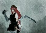  ex-meiling faux_traditional_media hong_meiling hug izayoi_sakuya multiple_girls rain red_hair redhead silver_hair slvtr speed_painting standing tears the_embodiment_of_scarlet_devil touhou transformation 