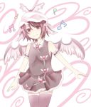  adapted_costume alternate_color animal_ears bad_id hat mate_muro musical_note mystia_lorelei pink_eyes pink_hair short_hair sleeveless smile solo thigh-highs thighhighs touhou wings zettai_ryouiki 