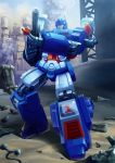  autobot city gun highres oldschool realistic rifle robot ruins s-nez science_fiction solo transformers ultra_magnus weapon 