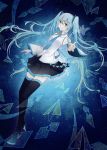  aqua_eyes aqua_hair bad_id boots detached_sleeves full_body hatsune_miku highres long_hair necktie paper paper_airplane reira_(zetalatte) skirt smile solo thigh-highs thigh_boots thighhighs twintails very_long_hair vocaloid 