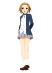  bad_id brown_eyes brown_hair hairband hand_on_hip hips k-on! open_mouth peko pepepe school_uniform simple_background solo tainaka_ritsu 