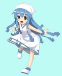  blue_hair dress hat ikamusume long_hair shinryaku!_ikamusume tentacle_hair yaya_hinata 