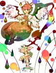  :d animal_ears bad_id blush bow dress earrings fang fingernails frills hat highres jewelry long_fingernails musical_note mystia_lorelei open_mouth red_eyes red_hair redhead ringetsumon short_hair sign smile solo touhou water_drop wings 