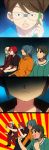  blood brown_hair comic endou_mamoru gaijin_4koma glasses gouenji_shuuya green_eyes green_hair highres inazuma_eleven inazuma_eleven_(series) inazuma_eleven_go kazemaru_ichirouta kino_aki kiyama_hiroto glasses_kakeru nosebleed red_hair redhead short_hair siratan 