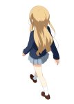  bad_id blonde_hair from_above k-on! kotobuki_tsumugi long_hair peko pepepe perspective school_uniform simple_background solo walking 