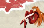  bandage bandages beach blue_eyes cross end_of_evangelion fetal_position highres neon_genesis_evangelion orange_hair plugsuit soryu_asuka_langley souryuu_asuka_langley 