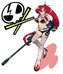  bikini_top boots breasts fingerless_gloves gloves hair_ornament highres long_hair mollita navel ponytail red_hair redhead shorts skull skull_hair_ornament smile solo tengen_toppa_gurren-lagann tengen_toppa_gurren_lagann thigh-highs thighhighs yellow_eyes yoko_littner yoko_ritona 