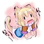  animal_ears blonde_hair cat_ears cat_tail chibi extra_ears hoshizuki_(seigetsu) kemonomimi_mode mizuhashi_parsee open_mouth puru-see scarf solo tail touhou trembling 