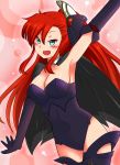  alice_soft alicesoft armpits blue_eyes boots breasts cape cleavage elbow_gloves fang gloves highres large_breasts long_hair open_mouth rance_(series) rance_quest red_hair redhead roki_(hirokix) satella solo thigh-highs thigh_boots thighhighs 