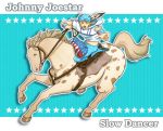  1boy blonde_hair blue_eyes hat hirota_(aliosn) horse johnny_joestar jojo_no_kimyou_na_bouken reins solo steel_ball_run 