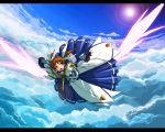  above_clouds adapted_costume cloud clouds flying letterboxed lyrical_nanoha mahou_shoujo_lyrical_nanoha mahou_shoujo_lyrical_nanoha_the_movie_1st nekomamire sky solo takamachi_nanoha wings 