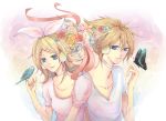  animal bird bow butterfly earmuffs flower flowers headphones kagamine_len kagamine_rin vocaloid 