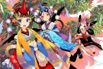  bad_id japanese_clothes kimono mask multiple_girls original serenade_(sinohi) tengu 