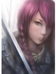  braid copyright_request occult_soda purple_hair solo sword weapon 