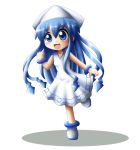  blue_eyes blue_hair chibi dress hat ikamusume long_hair shinryaku!_ikamusume shishinon tentacle_hair 