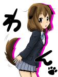  brown_eyes brown_hair dog_ears dog_tail highres hirasawa_yui k-on! school_uniform shiro07281 short_hair tail 