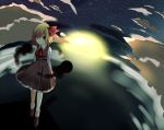  blonde_hair emyu fujishiro_emyu hair_ribbon moonlight night night_sky red_eyes ribbon rumia short_hair sky solo the_embodiment_of_scarlet_devil touhou youkai 