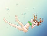  ano_hi_mita_hana_no_namae_wo_bokutachi_wa_mada_shiranai bad_id barefoot bikini brown_eyes brown_hair bubble curvy feet gcr77784 legs long_hair soles swimsuit toes twintails underwater 
