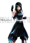  black_hair brown_eyes character_name clenched_hand fighting_stance final_fantasy final_fantasy_vii final_fantasy_vii_advent_children fist gloves long_hair midriff skirt ten_(k1208) tifa_lockhart title_drop 