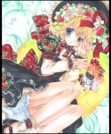  alternate_costume blonde_hair bloomers blue_eyes colored_pencil_(medium) doll marker_(medium) matching_su-san medicine_melancholy pekopokox shikishi short_hair solo su-san tears touhou traditional_media 