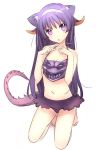  :o barefoot dragon_tail hairband horns kneeling nishieda original purple_eyes purple_hair simple_background solo steepled_fingers tail violet_eyes 