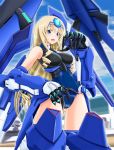  blue_eyes blue_tears blush bodysuit breasts cecilia_alcott drill_hair highres infinite_stratos long_hair mecha_musume open_mouth pilot_suit smile solo xanadu 