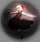  arugeri black_dress blonde_hair darkness dress fang hair_ribbon open_mouth outstretched_arms red_eyes ribbon rumia solo spread_arms the_embodiment_of_scarlet_devil touhou youkai 