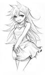  dress dress_lift earrings grin jewelry long_hair monochrome necklace panty_&amp;_stocking_with_garterbelt panty_(character) panty_(psg) project.c.k. sketch smile 