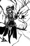  acryl fangs flandre_scarlet hat highres monochrome side_ponytail solo sword the_embodiment_of_scarlet_devil thighhighs touhou weapon wings 