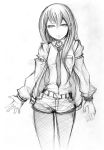  long_hair makise_kurisu monochrome necktie pantyhose project.c.k. shorts sketch steins;gate 