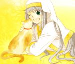  cape cat green_eyes habit index long_hair open_mouth robe safety_pin sani_(nmk_sunny) silver_hair smile sphinx_(index) sphinx_(to_aru_majutsu_no_index) to_aru_majutsu_no_index 