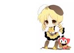  blonde_hair boots charlotte chibi haru_(kyou) hat mahou_shoujo_madoka_magica seifuku thigh-highs tomoe_mami white yellow_eyes 