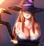  bow_(artist) bow_(bhp) breast_hold breasts bust cleavage crossed_arms dragon&#039;s_crown dragon's_crown dress elbow_gloves hat huge_breasts large_breasts lips long_hair orange_eyes orange_hair solo sorceress sorceress_(dragon's_crown) sorceress_(dragons_crown) staff strapless_dress vanillaware wand witch witch_hat 
