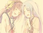  blazer closed_eyes eyes_closed laughing long_hair purple_hair school_uniform serafuku short_hair silver_hair tachibana_kanade tachibana_kanade yaruse yuri_(angel_beats!) 