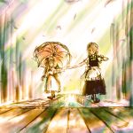  daro hand_holding highres holding_hands izayoi_sakuya multiple_girls parasol remilia_scarlet touhou umbrella 